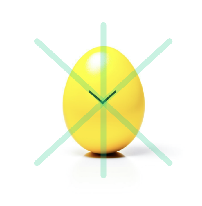 Yellow egg with arrows to demonstrate that it can rotate on all axes